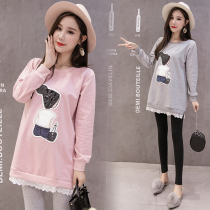 Pregnant women autumn set fashion 2021 new T-shirt spring and autumn blouse long two-piece foreign style clothes