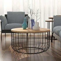 Nordic modern living room personality Wrought iron creative storage basket side sofa round small household small coffee table