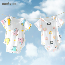 Butter clothes baby Summer baby conjoined clothes summer thin short sleeve triangle ha clothes newborn cotton pajamas