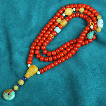 69 69 08 gr CHICKEN OIL YELLOW NECTAR] High Porcelain Green Pine Wasi south red Manau Old-shaped multi-circle hand chain Buddha Pearl