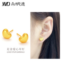 Yongming De Gold Stud Gold 999 Earrings Ladies Heart-shaped Gold Earrings Love Earrings Earrings