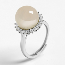 925 sterling silver small daisy gemstone ring female 18K gold red Agate emerald set diamond chalcedony female vintage ring