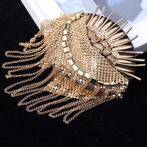 LAVENSEY new new small accessories retro personality punk boy catwalk show golden epaulettes