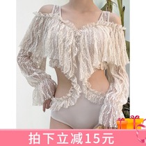 New 2021 pins light and luxurious lace one-piece small breasted long sleeve cover with slim foam spa display slim swimsuit woman