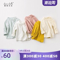 davebella David Bella Autumn Winter Men and Womens Baby Fleece Small Stand Collar base shirt Long Sleeve T-shirt