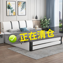  Solid wood bed Modern minimalist 1 8m double bed Master bedroom Household 1 2 white European soft bag bed 1 5m single bed