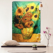 Van Gogh Sunflower bar home Fortune decoration hanging cloth hanging flag can be customized door curtain Sam wall decoration