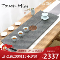 TOUCH MISS Stone tea tray home Natural Black Gold Stone Chinese retro style office meeting guest tea set tea table