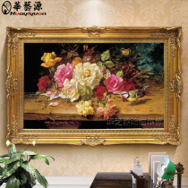 Hand-painted oil painting flower living room decoration painting hanging painting restaurant large mural bedroom porch European American classical flower