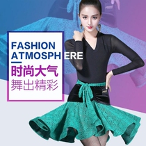 2021 New Latin dance skirt skirt skirt female adult fish bone skirt lace big swing dress dance dress practice dress dress