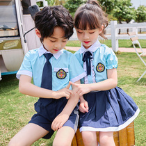 Kindergarten garden clothes summer short sleeve shirt set primary school uniforms British style children graduation class clothes costume