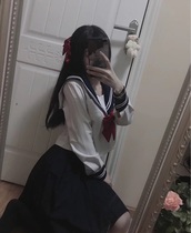 Wine sweet peach Japanese basic two JK sailor suit dress College style uniform photo pleated skirt suit