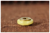 Honeywax inlaid copper partition with bead back cloud hanging ring around