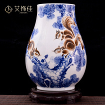 Jingdezhen ceramic master hand-painted golden mouse Wangcai vase flower arrangement living room home decoration porch crafts ornaments