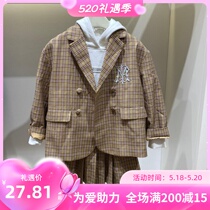High-end Customised Childrens Clothing 2021 Autumn Winter Girls Academy Wind Suit Small West Suit Retro Plaid Foreign Air Suit Jacket