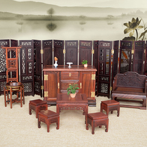 Red sour branch wood carving craft gift ornaments miniature antique Ming and Qing small furniture model straight back pattern screen