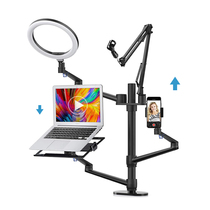 Desktop desktop monitor laptop stand lift drop aluminum alloy suspended live broadcast bracket IPAD PRO Flat stand base dual screen combination telescopic rotating height frame