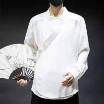 Summer Hanfu mens embroidery lining antique style mens fairy costume Super fairy Chinese style inner cross-collar shirt