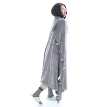 CASTLE GARDEN skin-friendly mink velvet multi-use double-layer casual blanket with wool ball shawl blanket 3SIZE