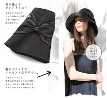 Hat Anti-UV anti-UV sun hat Bow thin fisherman hat Large size face sunscreen hat Big head day