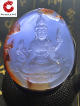Natural southern red agate ice floating Ma Puxian bodhisattva carved crystal trattaph Buddha necklace sweater chain for men and women