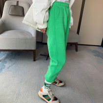 Xixi women Europe station 2020 Winter new waist elastic drawstring pants foot closure plus velvet casual pants 41767