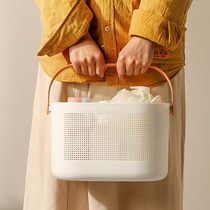 Japanese plain color portable bath basket bathroom bathhouse frame basket student dormitory toiletries soft desktop storage basket