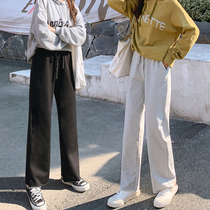 Gush thicken broadlegged pants woman high waist pituitary autumn winter 2021 new grey casual sports loose straight drum pants