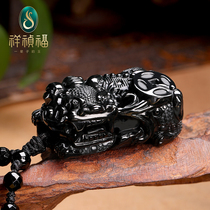 Xiangzhen Fu Jin Bao natural A goods jade ink Cui pendant jade pendant mens and womens necklace