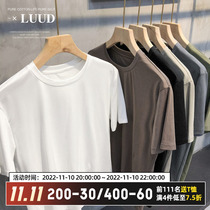 LUUD Men's Silent Short-Sleeved T-shirt Korean version of the trend to repair Xia Xin's pure-color breathable top man