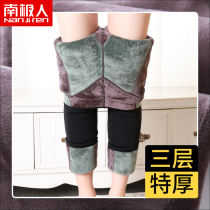 Antarctic winter plus velvet extra thick warm pants knee pads waist high waist thick outer wearing leggings women inside cotton pants