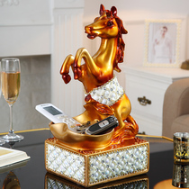 Large entrance shoe cabinet Key storage Living room wine cabinet TV cabinet Lucky horse ornaments Remote control storage Golden horse