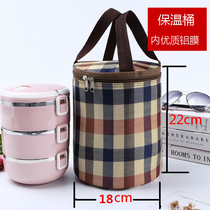 Lunch box bag round round barrel insulation aluminum foil thickened large capacity waterproof handbag lunch bag insulation Barrel Bag
