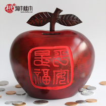 Wooden apple peach wood piggy bank creative birthday gift Solid wood fruit plant piggy bank pure money can ornaments