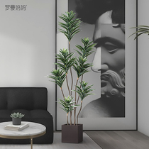 Roman Mama Indoor Silence Wind Large Emulation Plant Lilies Bamboo Green Plant Floor Potted Plant Decoration Living Room Pendulum