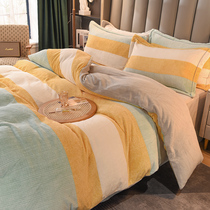 Winter quilt cover four-piece Winter plush milk velvet flange bedding four-piece suede coral velvet padded double-sided Velvet
