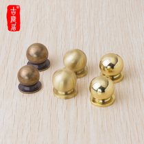 Chinese antique handle pure copper simple drawer pull buckle cabinet small handle single hole ball solid copper buckle copper handle