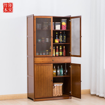  Simple bowl cabinet Kitchen old-fashioned small cupboard breathable household dining side cabinet Economical tea cabinet Nanzhu locker