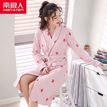 Nightgown women spring and autumn cotton pajamas long sleeve summer Japanese bathrobe long thin home clothing bathrobe morning gown