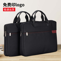  Jerry 2019 briefcase Canvas portable document bag zipper a4 multi-layer large capacity handbag Canvas mens and womens meeting data file bag Black document bag custom conference bag Anniversary