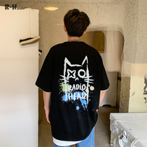 Radiohead black short-sleeved T-shirt mens tide brand loose niche design 2021 summer cotton round neck T underwear