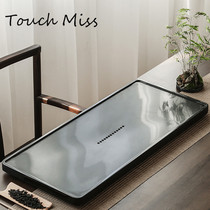 TOUCH MISS tea plate Household black gold stone whole stone simple tea table drain plate hand polished black gold stone