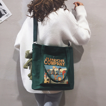 Canvas bag womens summer 2021 new niche bag commuter college students in class one shoulder messenger cloth bag large capacity
