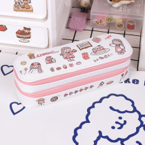 Hipster pen bag female ins tide simple Japanese cute Primary School students girl pencil case double capacity children