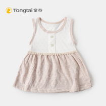 Child Tai baby cotton dress girl out dress in summer for 3 - 18 months without sleeve collar dress