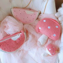 (1 Piece) Cartoon Watermelon Mushroom Cute Parenting Small Satchel Satchel Satchel Backpack Woman Makeup Bag Zero Wallet