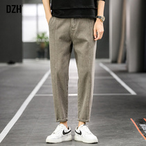 Mens pants casual pants Spring and Autumn Korean version of the trend drop straight tube mens trousers slim foot pants ankle-length pants mens pants
