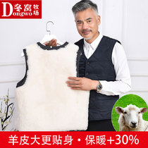 Autumn and winter wool vest mens leather wool body leather lamb wool vest horse clip thick waistcoat shoulder middle-aged and elderly