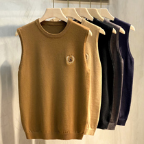 Black vest men 2021 Spring and Autumn new Joker trend knitted sweater sleeveless waistcoat men