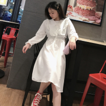 Small man gentle fairy dress 2021 new white ruffled dress waist slim long sleeve shawl temperament